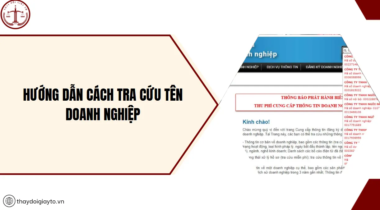 Giao diện hướng dẫn tra cứu thông tin doanh nghiệp