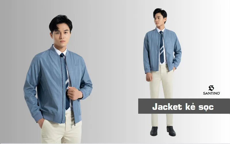 Áo khoác kẻ sọc cho nam, minh họa phong cách bán hàng đồ lót online cần sự đa dạng mẫu mã.