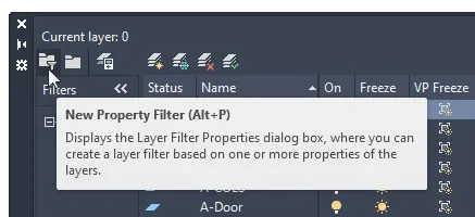Giao diện tạo Bộ lọc Thuộc tính Layer trên AutoCAD