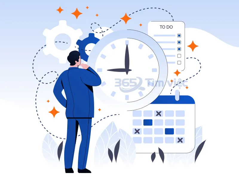 Người quản lý đang giải thích quy trình sản xuất cho nhóm công nhân