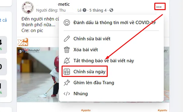 Chỉnh sửa ngày giờ bài đăng trên Fanpage Facebook