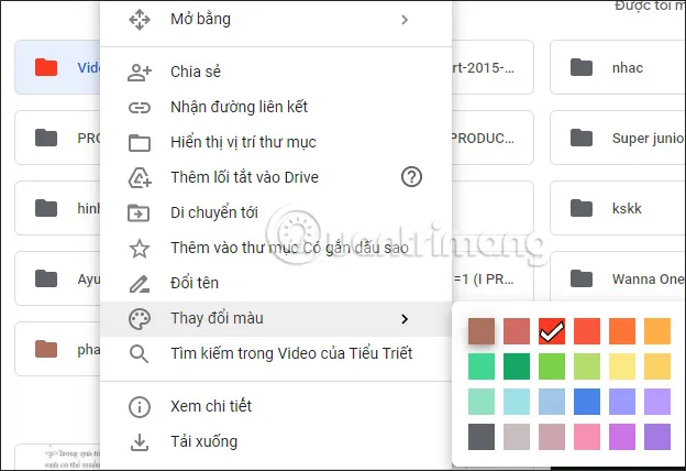 Thiết lập màu sắc khác biệt cho các thư mục trên Google Drive để phân loại trực quan