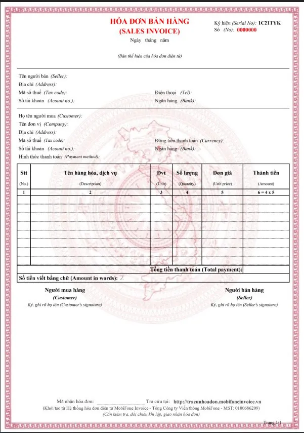 Mẫu hóa đơn bán hàng điện tử chi tiết dành cho hộ kinh doanh cá thể