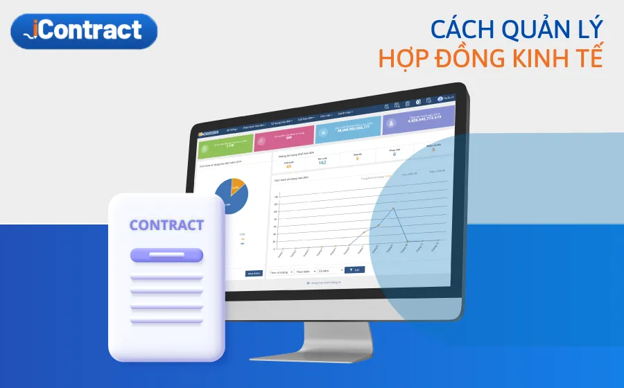 Giao diện dashboard hiển thị quy trình phê duyệt và ký kết hợp đồng điện tử