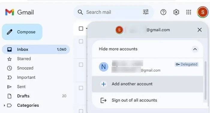 Tính năng Add another account trong trình duyệt web Gmail giúp tích hợp nhiều tài khoản Gmail vào một giao diện.