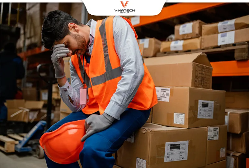 Các pallet hàng hóa đang được sắp xếp trong khu vực lưu trữ hàng tồn kho